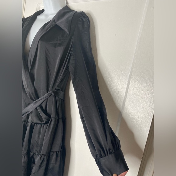 ON 34TH NWT Elegant Black Wrap Ruffle Dress - Picture 3 of 7